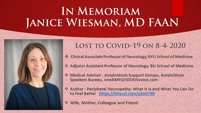 In Memoriam Janice Weisman, MD FAAN
